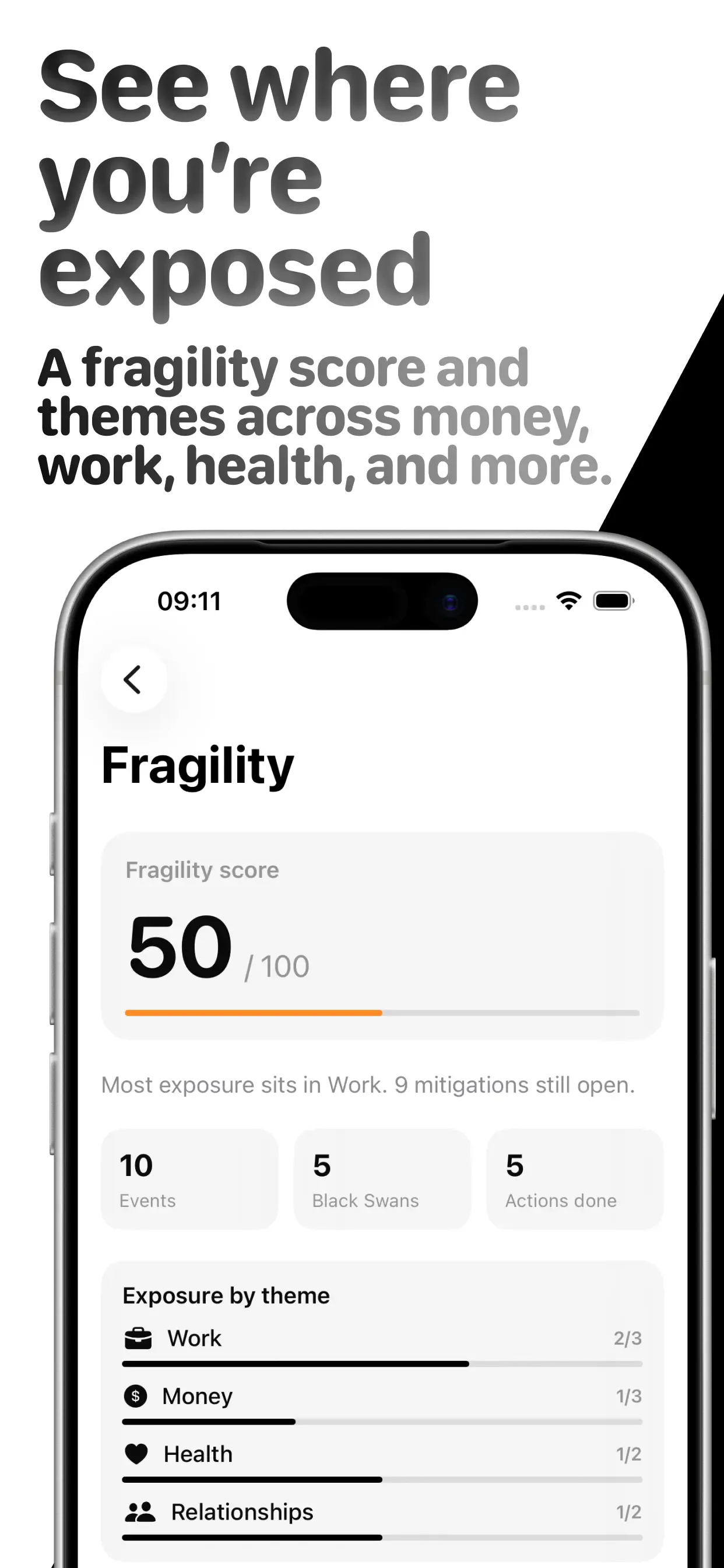 Black Swan fragility score